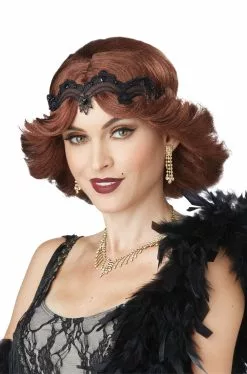 20s Glitz And Glamour Wig And Headband (Brunette)