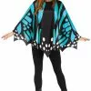 Teal Butterfly Wing Poncho Adult Costume